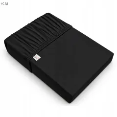 Prześcieradło z gumką Jersey Czarne Bawełna Premium 100% 180x200 OEKO-TEX