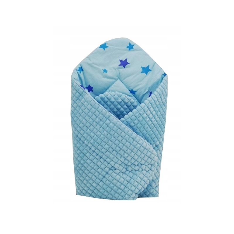 Rożek niemowlęcy 75x75 Minky+Bawełna niebieski