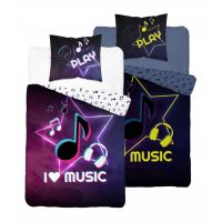 Pościel 140X200 świecąca w ciemności Music Nutka 4728A