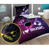 Pościel 140X200 świecąca w ciemności Music Nutka 4728A