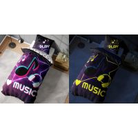 Pościel 140X200 świecąca w ciemności Music Nutka 4728A