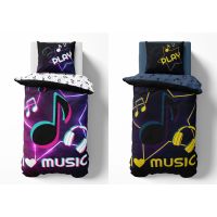Pościel 140X200 świecąca w ciemności Music Nutka 4728A