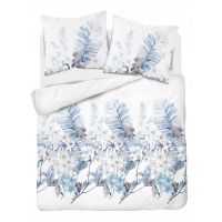 Pościel flanelowa 160X200 niebieska kwiaty 4524A