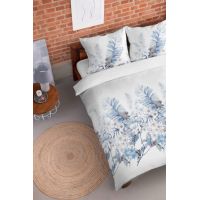 Pościel flanelowa 160X200 niebieska kwiaty 4524A