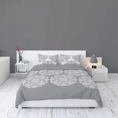 Pościel flanelowa 160X200 szara Ornament 4525A