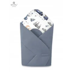 Rożek niemowlęcy 75X75 velvet Samochodzik niebieski