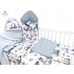 Rożek niemowlęcy 75X75 velvet Samochodzik niebieski
