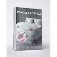 Komplet pościeli 160X200 satyna z mikrowłókna kwiaty mięta 4614B
