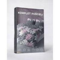 Komplet pościeli 160X200 satyna z mikrowłókna szara liście 4613A