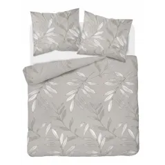 Komplet pościeli 220X200 satyna z mikrowłókna beż liście 4974A