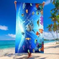 Ręcznik plażowy szybkoschnący 100X180 duży koc Rybki