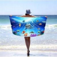 Ręcznik plażowy szybkoschnący 100X180 duży koc Rybki