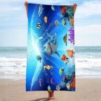 Ręcznik plażowy szybkoschnący 100X180 duży koc Rybki