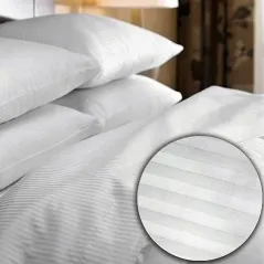 Poszwa Hotelowa Adamaszek Biała z Zakładką 160x200cm 145 g/m² Pasek 1cm