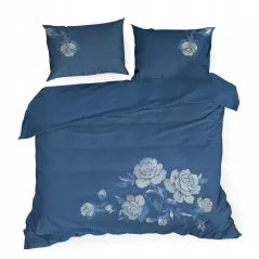 Komplet pościeli Eurofirany Haft3 220X200 cm, 2 szt. 70X80 cm granatowy