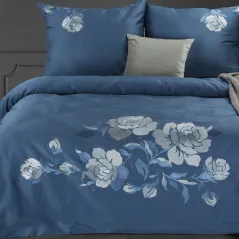 Komplet pościeli Eurofirany Haft3 220X200 cm, 2 szt. 70X80 cm granatowy