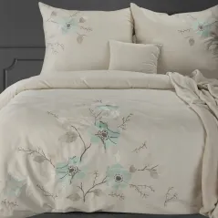Komplet pościeli Eurofirany Haft6 220X200 cm, 2 szt. 70X80 cm kremowy