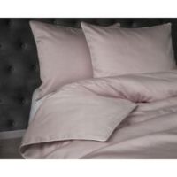 Komplet pościeli 140X200 z makosatyny Pure Collection pudrowy z lamówką