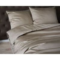 Komplet pościeli 220X200 z makosatyny Pure Collection Taupe z lamówką