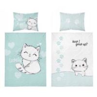 Komplet pościeli 100x135 bawełna mayamoo kotek mięta