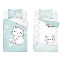 Komplet pościeli 100x135 bawełna mayamoo kotek mięta