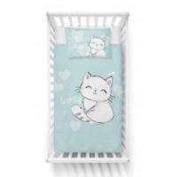 Komplet pościeli 100x135 bawełna mayamoo kotek mięta