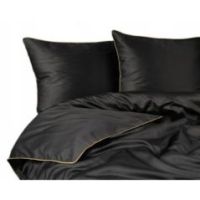 Komplet pościeli 160X200 z makosatyny Pure Collection czarna z lamówką