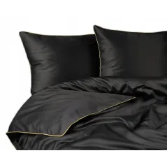 Komplet pościeli 160X200 z makosatyny Pure Collection czarna z lamówką