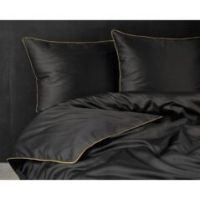 Komplet pościeli 160X200 z makosatyny Pure Collection czarna z lamówką