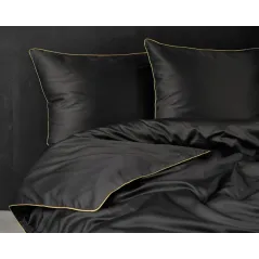 Komplet pościeli 160X200 z makosatyny Pure Collection czarna z lamówką
