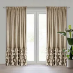Eurofirany zasłona gotowa Carli na taśmie 140 x 270 cm ciemnobeżowy