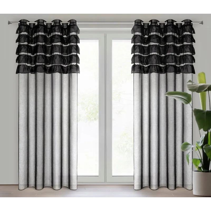 Firana gotowa Eurofirany Aura 140 x 250 cm czarny Firana gotowa Eurofirany Aura 140 x 250 cm czarny