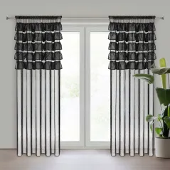 Firana gotowa Eurofirany Aura na taśmie 140 x 270 cm czarny