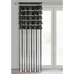 Firana gotowa Eurofirany Aura na taśmie 140 x 270 cm czarny