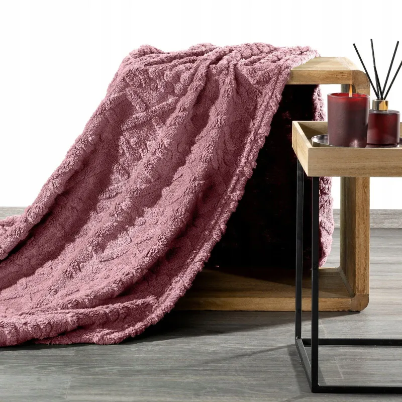 Koc Eurofirany D91 Warkocz 150 x 200 cm pudrowy róż