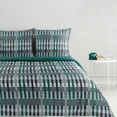 Eurofirany komplet pościeli satynowej Nika 47 220 x 200 cm ciemnoturkusowy
