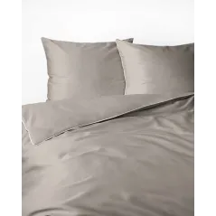 Komplet pościeli z makosatyny Pure Collection beżowa z lamówką 140x200