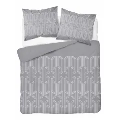 Posciel flanelowa 160X200 szara geometria 4941A