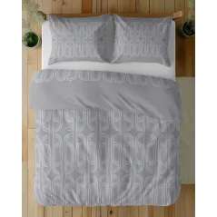 Posciel flanelowa 160X200 szara geometria 4941A
