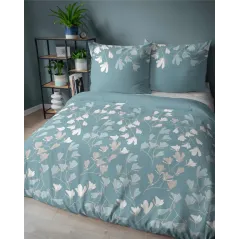 Pościel flanelowa 140X200 niebieska kwiaty 4954B