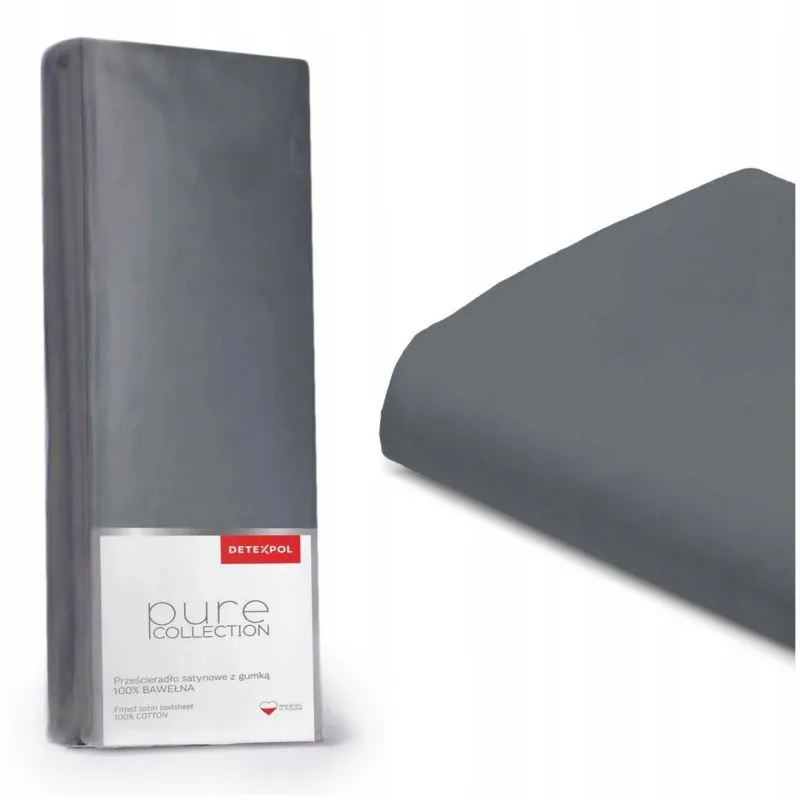 Prześcieradło satyna Pure Ciemnoszare 160X200 Zg