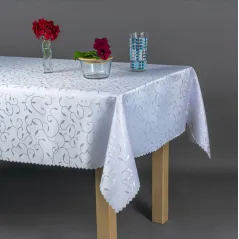 Obrus Plamoodporny w Pnącza 140 x 280 Biały Listki