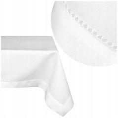 Obrus z Mereżką Biały 140 x 280 Prosty i Elegancki