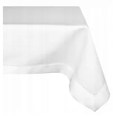 Obrus z Mereżką Biały 140 x 280 Prosty i Elegancki