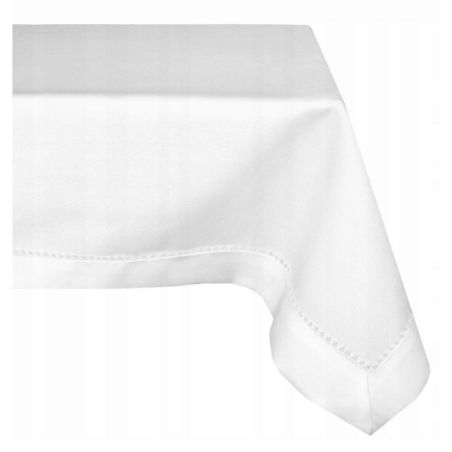 Obrus z Mereżką Biały 140 x 280 Prosty i Elegancki