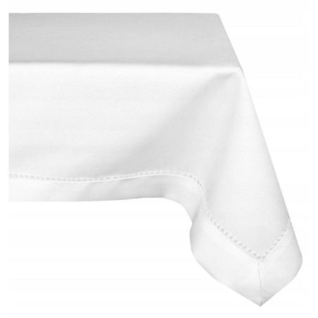 Obrus z Mereżką Biały 140 x 220 Prosty i Elegancki